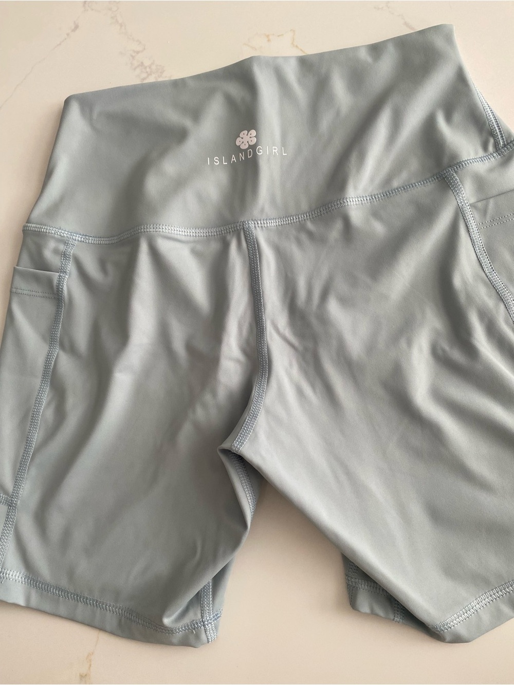 Island Girl Women's Light Gray High-Waist Bike Shorts